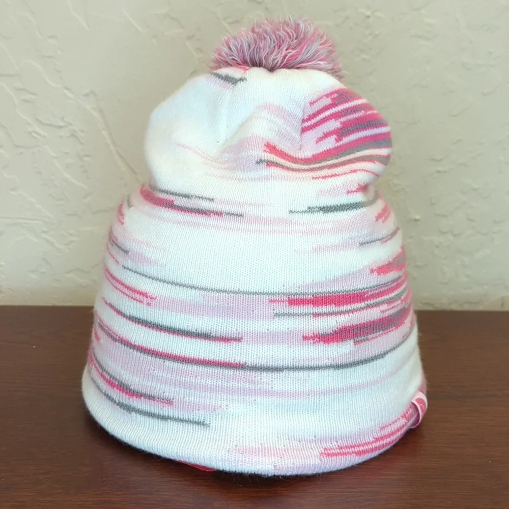 The North Face Girls Pink Multi Pom Pom Cabin Ski Tuke/Beanie Size Youth Medium